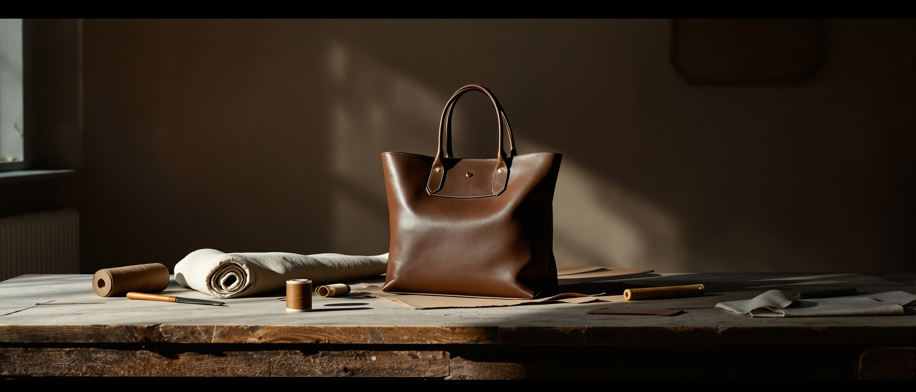 A LIETA bag on a workshop bench in Scandicci — a small Italian house