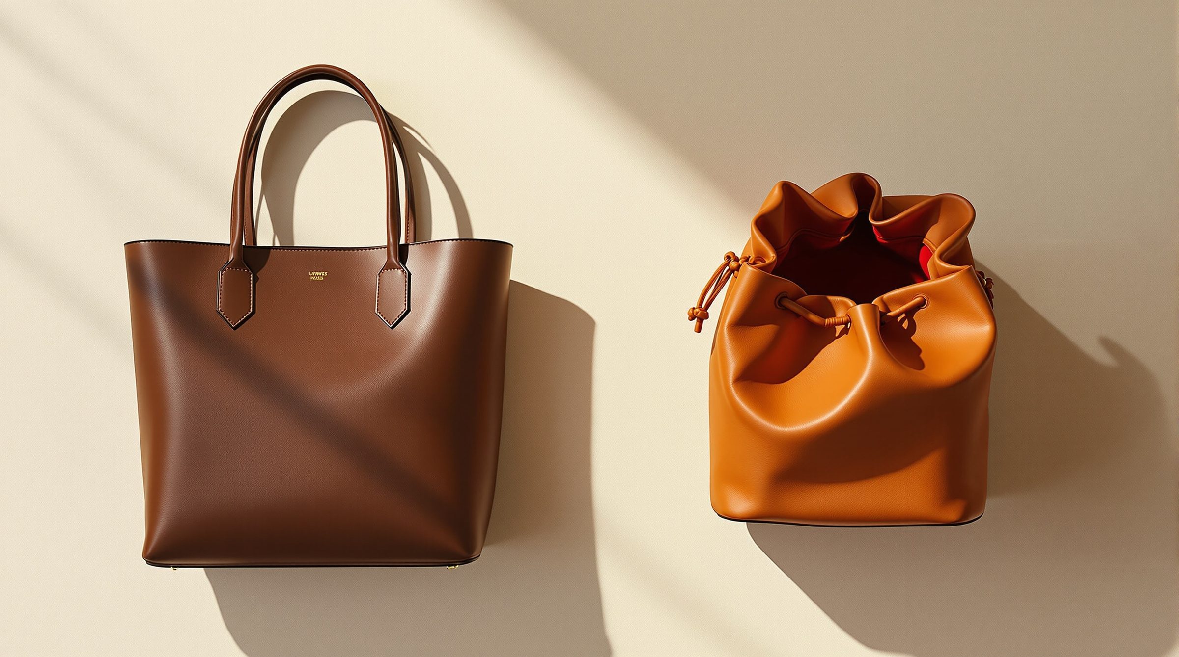 The Lungo in chocolate Italian Buttero leather alongside the editorial register Mansur Gavriel popularised — unbranded vegetable-tanned Italian leather, clean silhouettes.